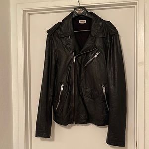 Leather biker jacket size L